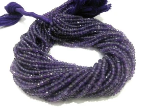 Cuentas de piedras preciosas facetadas rondelle amatista natural de 5 hilos de 12 pulgadas A5 - Imagen 1 de 4