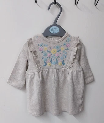 George Floral Dress 0-3 Months Baby Girls Beige Floral Print Long Sleeve - Image 1 of 4
