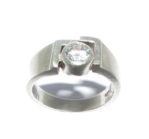 Ladies women's silver & clear stone ring UK size L - Picture 1 of 7