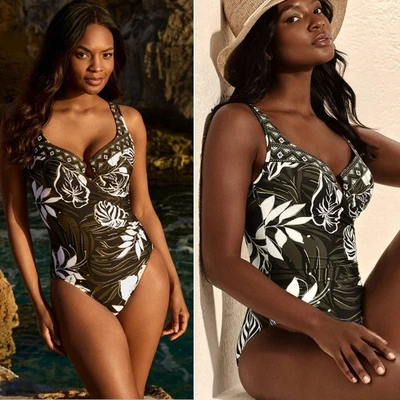 TRAJE DE BAÑO MILAGROSO Elle Dorado de una pieza talla 8 con aros moldeador NUEVO $182 Foto 1 de 4