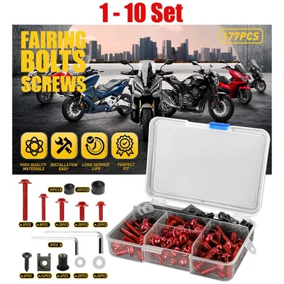 Juego de 177 tornillos de perno carenado completo rojo 1-10X para motocicleta Kawasaki Suzuki Foto 1 de 4