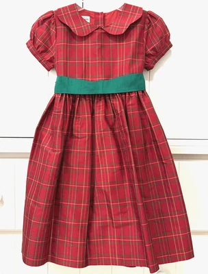 VESTIDO A CUADROS ROJO SEDA TALBOTS NIÑAS TALLA 6 Foto 1 de 4