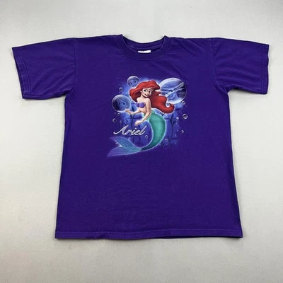 Vintage Disney Little Mermaid T-Shirt Girls Medium Purple Ariel Princess Bubbles - Image 1 of 4