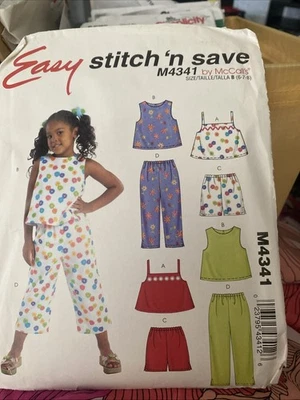 McCall's Easy Stitch 'n Save M4341 Girls Tops Shorts Pants  UNCUT Size 6-7-8 - Image 1 of 2