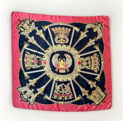 HERMES Silk Scarf Egypte Red Black Gold by Cathy Latham Rare - Image 1 of 4