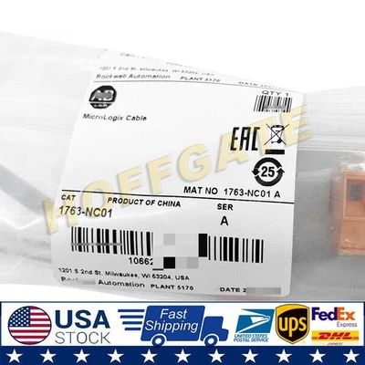 New AB 1763-NC01 MicroLogix DH-485 Comm Cable Surplus SEALED US - Image 1 of 4