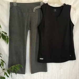 DANSKIN sz s blk sleeveless Xcise tank top & GAPBODY gray high waist sz S pants - Picture 1 of 9