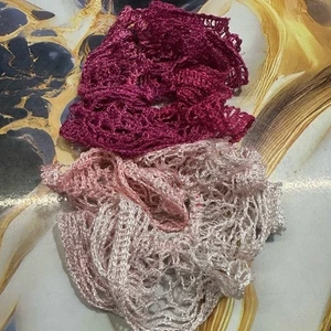 NEU Handgemachte gehäkelte Haargummi Scrunchies Rosa 2er Set - Bild 1 von 3