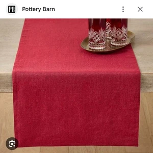 Pottery Barn Belgian Linen Table Runner Red 16 By 108 - Picture 1 of 5