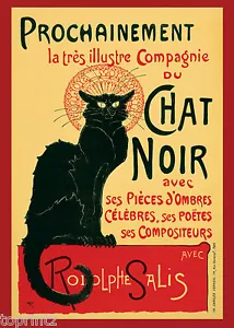 French NOUVEAU Vintage print art Poster black CAT painting Australia - Picture 1 of 4