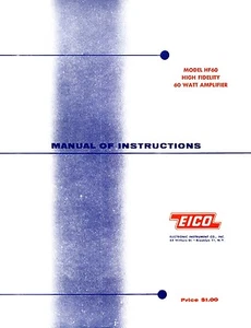 EICO Model HF-60 Hi-Fi Amplifier Operating and Construction Manual - Picture 1 of 1