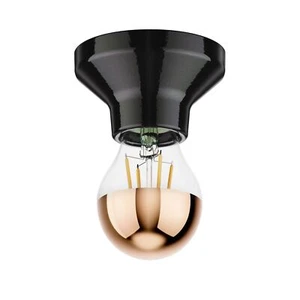 Deckenleuchte Elektra Porzellan schwarz + LED Kopfspiegel Lampe 839lm warmweiß - Bild 1 von 1