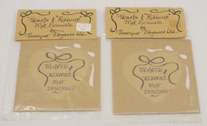 2 VINTAGE HEARTS & RIBBONS MAT ENSEMBLES, HOMESPUN ELEGANCE, CRAFT MAT & GRAPH - Picture 1 of 4