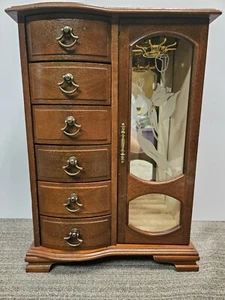 VTG 1987 Rosalco's Commodore Collection 6 Drawer Jewelry Box w/Etched Glass - Picture 1 of 14