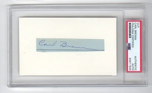 Carl Braun signature AUTO 3x5 index card Knicks Celtics Basketball HOF PSA/DNA - Picture 1 of 1