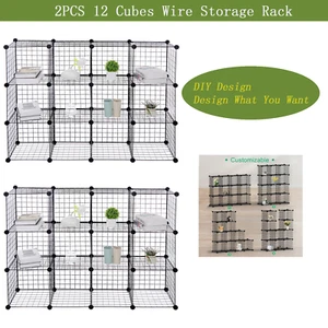 2X 12 Cubos Estante de Almacenamiento Organizador Cocina Dormitorio Estanterías Estantes de Alambre de Metal - Imagen 1 de 22