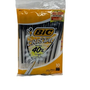 Bic Ballpoint Stick Pens Cristal BLACK  Ink / Medium Point 1.0mm Y2K pack NWT - Bild 1 von 4