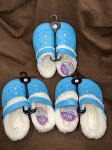 Girl's Clogs Blue W/Fur - Picture 1 of 5