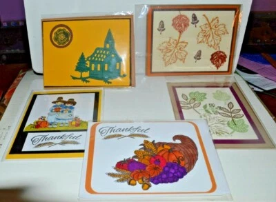 Handmade Thanksgiving Cards (5) Includes Envelopes (5) in Plastic - Image 1 of 3