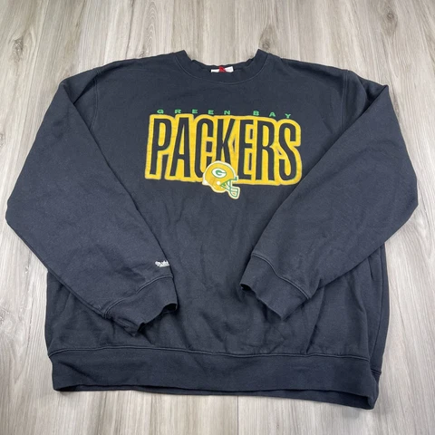 Mitchell & Ness Green Bay Packers Crew Neck Sweatshirt Mens 2XL Black Cover