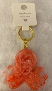 Portachiavi fatti a mano polpo argento rosso unico nel suo genere regalo amici animali - Foto 1 di 9