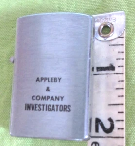 Windette Vintage Slim Metal Lighter “APPLEBY & COMPANY INVESTIGATORS” **RARE** - Picture 1 of 4