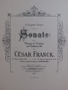 César Franck sonate pour piano ou violoncelle (Ed.Hamelle) - Imagen 1 de 1