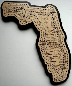 Florida State Shape Road Map Cribbage Board - Picture 1 of 1