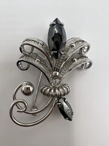 Sorrent Blume Blätter Onix 925 Sterling Silber Brosche 7,1 gr - Bild 1 von 3