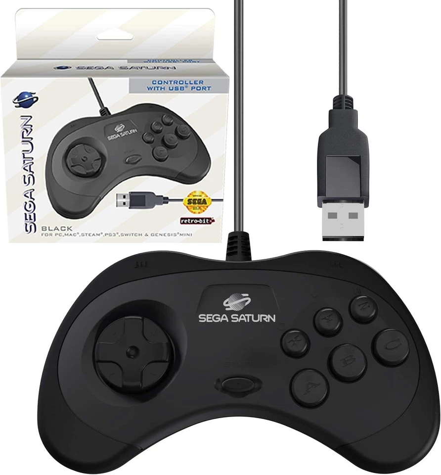 Official Sega Saturn USB Controller Pad Model 2 Black PS3 PC Mac Switch Steam - Image 1 of 4