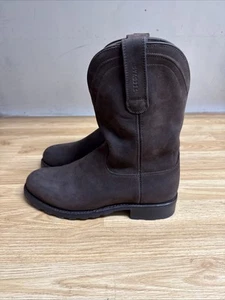 Tecavos Ranch Wear Herren 10 D Dunkelbraun Leder Cowboystiefel Vibram Sohle - Bild 1 von 9