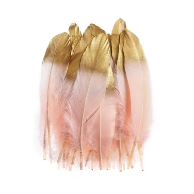50PCS Gold Dipped Goose Feathers - Colorful Silver Dipped Goose Feather 6-8in... - Image 1 of 4
