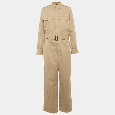 Polo Ralph Lauren Beige Gabardine Cotton Belted Jumpsuit M - Изображение 1 из 4