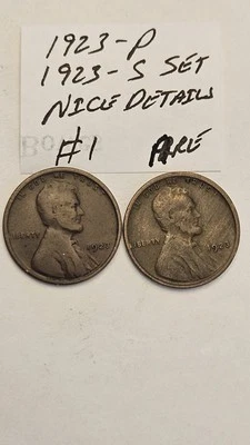 wheat penny 1923S,1923 LINCOLN CENT NICE SET 1923-P, 1923-S SEMI-KEY DATE LOT #1 - Image 1 of 4