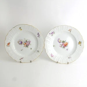 Saxon Flower (1221) by Royal Copenhagen 10 1/8" Pair Dinner Plates WEAR (1621) - Picture 1 of 5