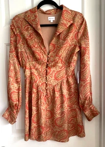 NEU WEICH BEQUEM GOLD HELLBRAUN PAISLEY SONG OF STYLE DAMEN GEFÜTTERT KLEID IN GRÖSSE XS - Bild 1 von 7