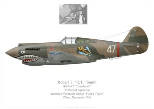 Print P-40 Tomahawk, R. T. Smith, Tigres Volants / Flying Tigers (par G. Marie)
