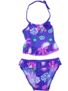CT KIDZ Infant Girls Purple & Pink Flower 2 PC Halter Swim Suit Swimming - Picture 1 of 1
