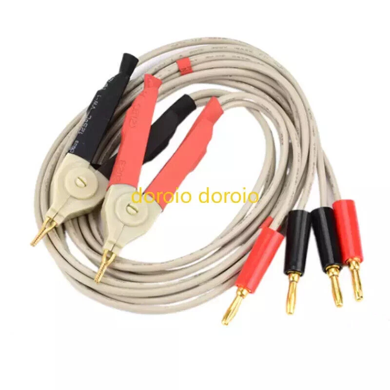 Set Kelvin Clip for LCR Meter with 4 Banana plug Test Wires 2 Alligator clips - Image 1 of 1