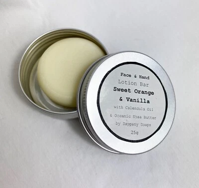 Natural Handmade VEGAN face hand lotion bar sweet orange vanilla - Image 1 of 2