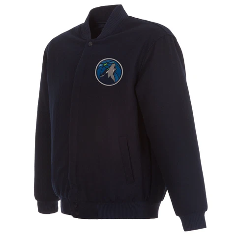 NBA Minnesota Timberwolves Wool Reversible Jacket With 2 Front Patches Logo JHD Cover