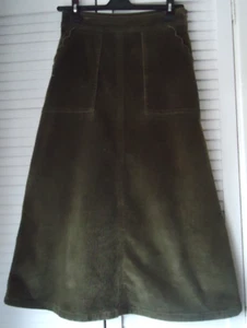 Monsoon Khaki Corduroy Long Skirt Pockets Size 8 Stretchy 98% Cotton - Picture 1 of 4