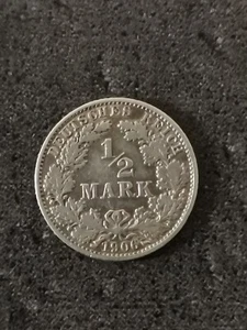 1/2 MARK SILBER 1906 E MULDENHÜTTEN WILHELM II DEUTSCHLAND / GERMANY SILVER - Bild 1 von 2