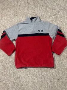 IZOD Boys Fleece 1/4 Zip Mock Neck Long Sleeve Perform Red Gray & Blue Sz Large - Picture 1 of 12