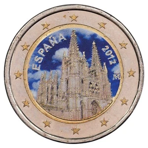 Espagne - 2 euros colorisée - 2012 - La cathédrale de Burgos - Picture 1 of 2
