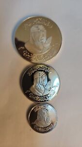 Saudi Arabia Set  3 Silver Medal King Faisal large 60 gr medium 30gr Small 15gr