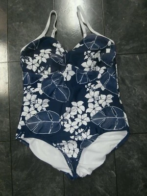 Traje de baño Merona de una pieza azul y blanco talla L Foto 1 de 2