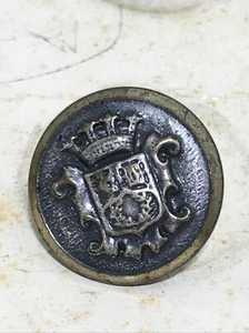 Vintage Costumakers Metal Buttons Silver Shield Crown Shank 5/8" Set of 4 - Picture 1 of 3