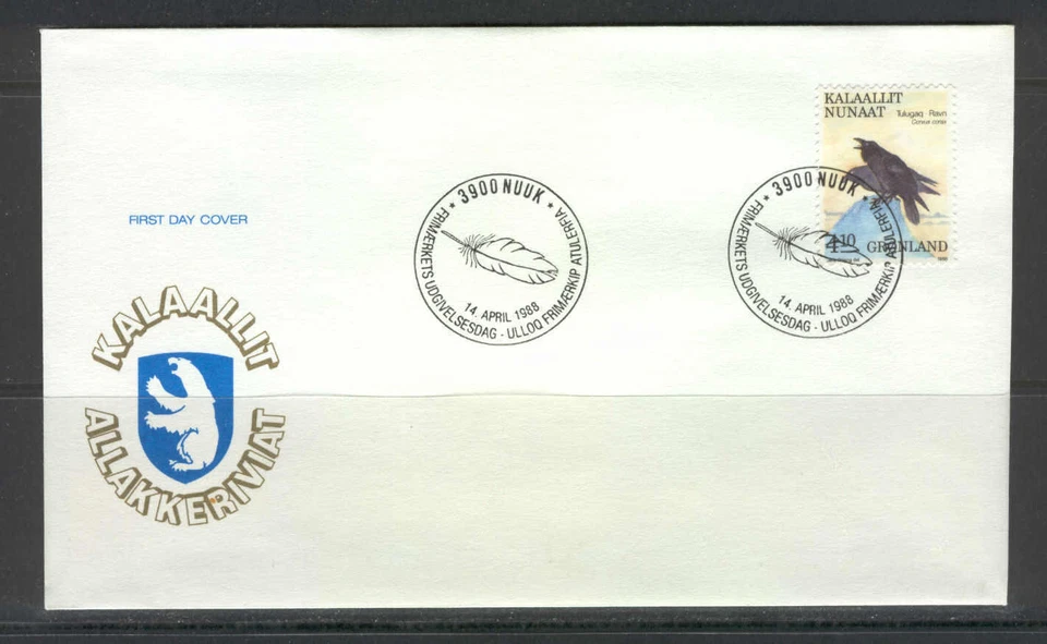 Groenlandia B82 FDC 1988 1v Raven Birds Foto 1 de 1