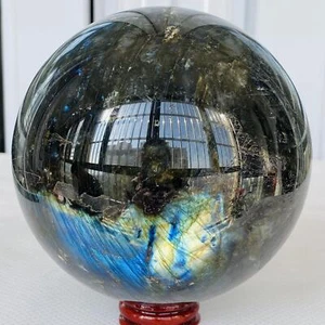 2560g Natural labradorite ball rainbow quartz crystal sphere gem reiki healing - Picture 1 of 12